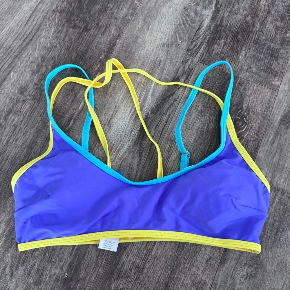 Cupshe Purple Bikini Top with Yellow and Teal Trim